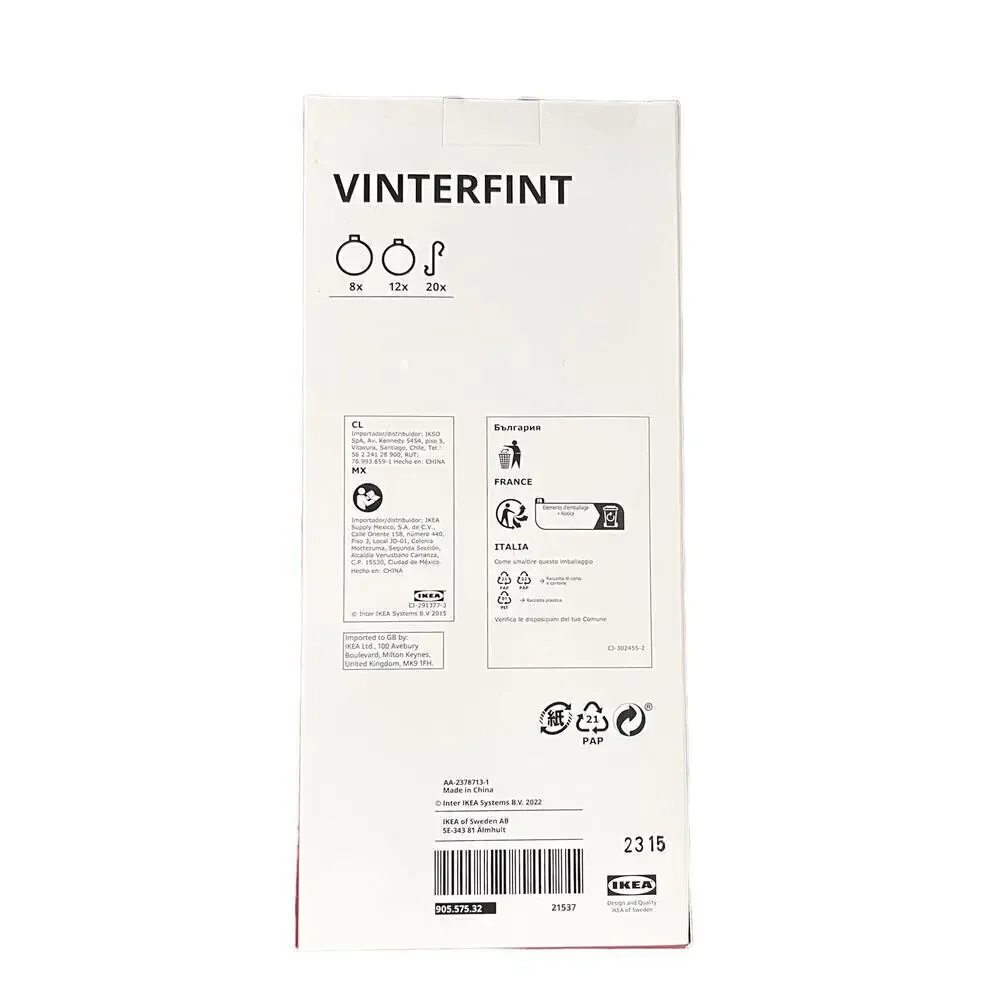 IKEA VINTERFINT 2023 Red Bauble Ornaments Set of (20)